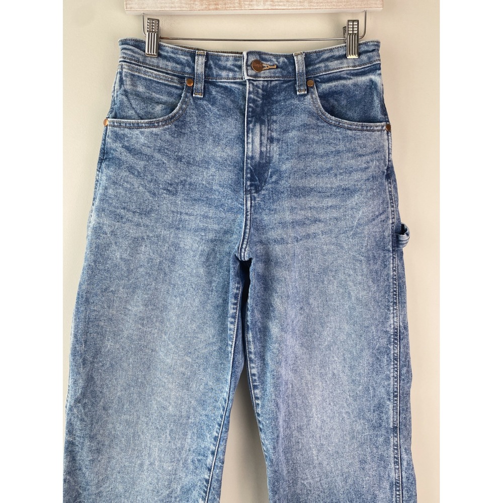 Wrangler Womens Carpenter Jeans 28 Blue High Rise Straight Leg Utility 90s Baggy - Picture 4 of 16